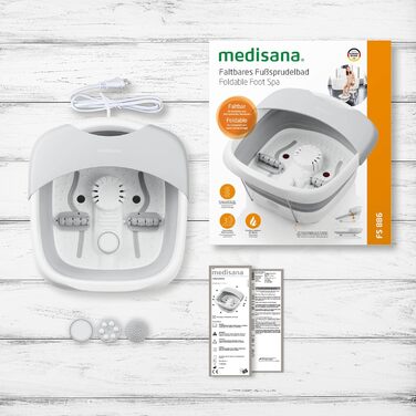 Medisana FS 886 Складна електрична ванна для ніг з масажем, підігрівом, для стоп до 45 розміру, бульбашкова та вібромасажна функція