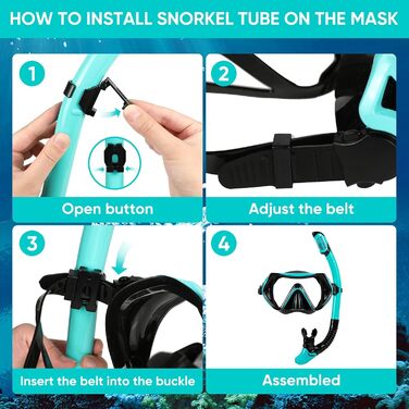 Набір для снорклінгу дорослих, сухий, з маскою та трубочкою, антизапітніння, 180° панорама, для жінок та чоловіків, плавання, відпочинок на пляжі