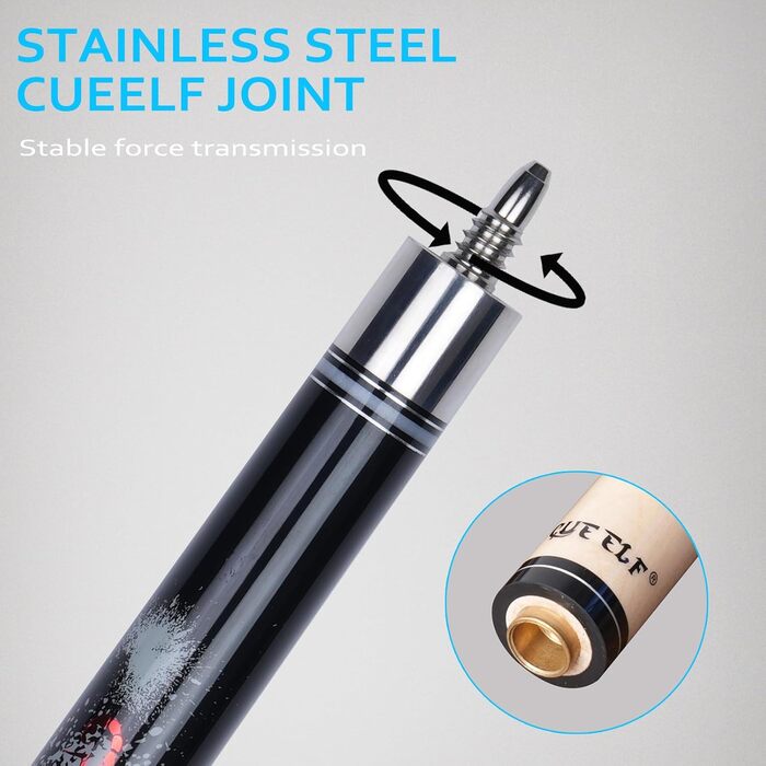 CUEELF Scorpion: Професійний бик-стік для більяру з канадського клена, 147.3 см, низька вага, 553-595 г