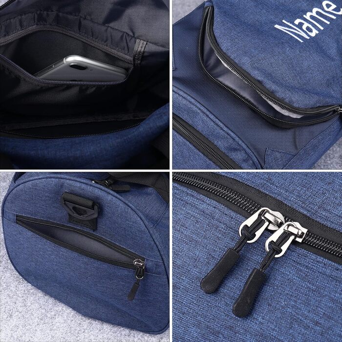 Персоналізована вишита спортивна сумка для подорожей з відділенням для взуття та вологих речей, сіра