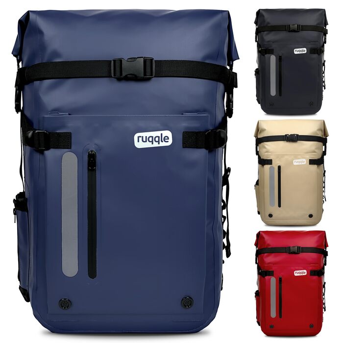 Водонепроникний рюкзак Ruqqle 30 л, 30 літрів, блакитний, RollTop, для пляжу, човнів, каяків, туризму, кемпінгу, риболовлі, мотоцикла