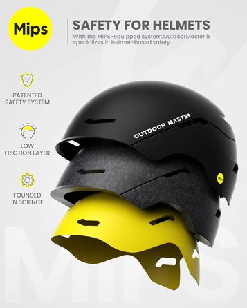 Шолом OutdoorMaster ELK MIPS з маскою для лиж та сноуборду - чорний мат, для чоловіків, жінок та підлітків