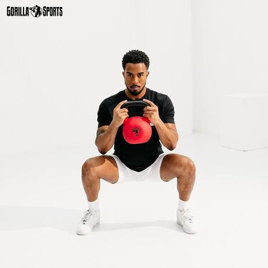 Kettlebell GORILLA SPORTS 2-32 кг, чавунна, з вініловим покриттям, для фітнесу та тренувань