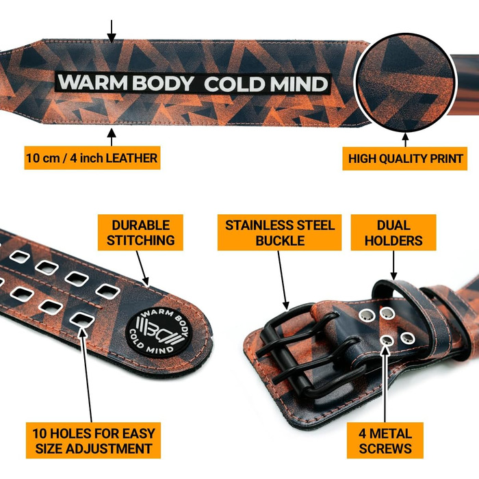 Пояс для важкої атлетики WARM BODY COD MIND Premium (10см) - для силових тренувань, кросфіту, бодібілдингу, фітнесу, пауерліфтингу. Підходить для жінок та чоловіків (L, Червоний & Чорний)