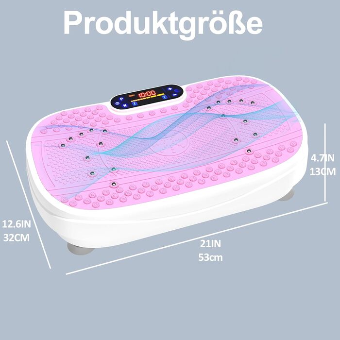 Вібраційна платформа для дому - ротаційна платформа з 120 рівнями та 5 режимами, з еластичними стрічками та пультом дистанційного керування, для спалювання жиру, нарощування м'язів та формування фігури, ідеальна для дому, домашнього спортзалу (Рожева)