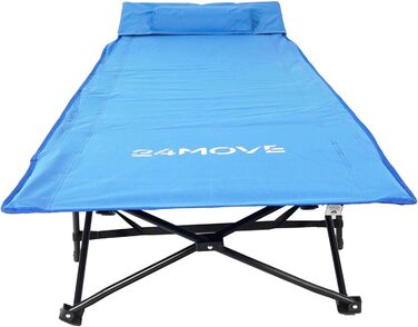 Розкладне ліжко 24MOVE® для кемпінгу та відпочинку на природі, 190 x 67 x 34 см, до 150 кг, з сумкою, блакитне