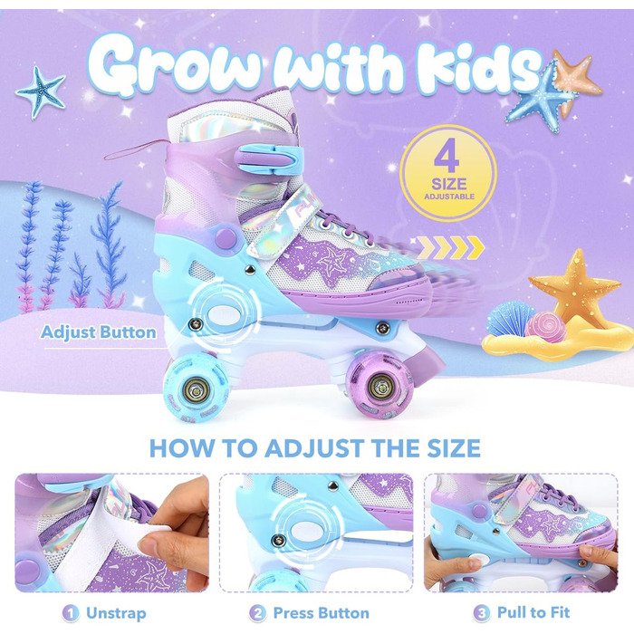 Дитячі ролики PUMVEX з регулюванням розміру, 8 світлових коліщаток, для дівчаток та хлопчиків, ідеальний подарунок на Новий рік та день народження