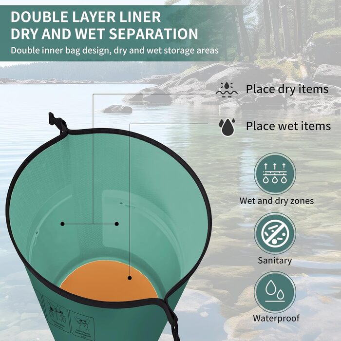 Водонепроникний рюкзак Naturehike Dry Bag 25L – 15L/10L, для каякінгу, риболовлі, рафтингу, плавання, сноубордингу (зелений)