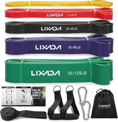 Набір фітнес-гумок Lixada з натурального латексу з дверним анкером, ручками з піни та сумкою для силових тренувань