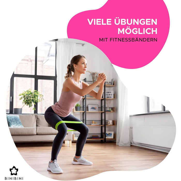 Набір для пілатесу BINIBINI®: кільце, м'яч та фітнес-гумки - 5-ти елементний комплект для дому - включає м'яч для йоги та 3 гумки Terra Band