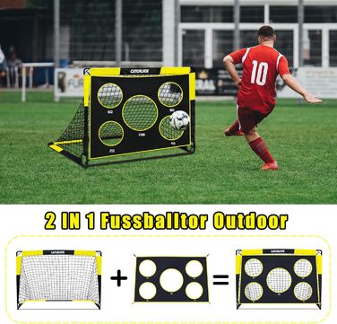 Дитячі футбольні ворота для саду 2 в 1 Pop Up, з лункою та сумкою, 120x90x90, жовтий