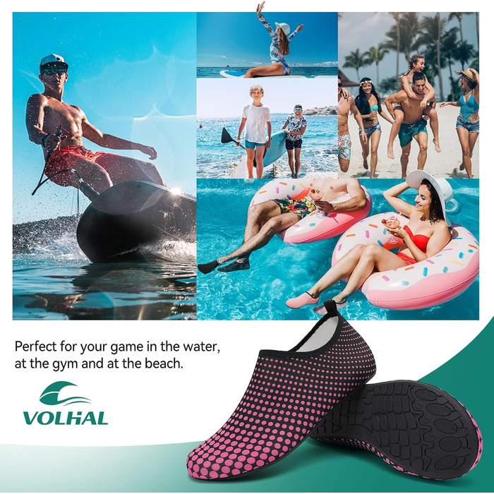 Аквашузи для плавання та йоги: легкі, швидковисихаючі, з антиковзким покриттям для жінок та чоловіків (39 EU), рожево-червоні