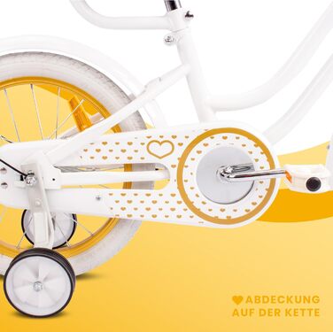Дівчача дитяча велосипед Sun Baby Heart Bike 12/14/16 дюймів, знімний ручка-штовхач, для дітей 2-6 років (білий золото, 16 дюймів)