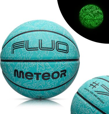 Світний баскетбольний м'яч meteor №7, флуоресцентний, м'який, для тренувань, для дітей та юнацтва, м'ятний колір