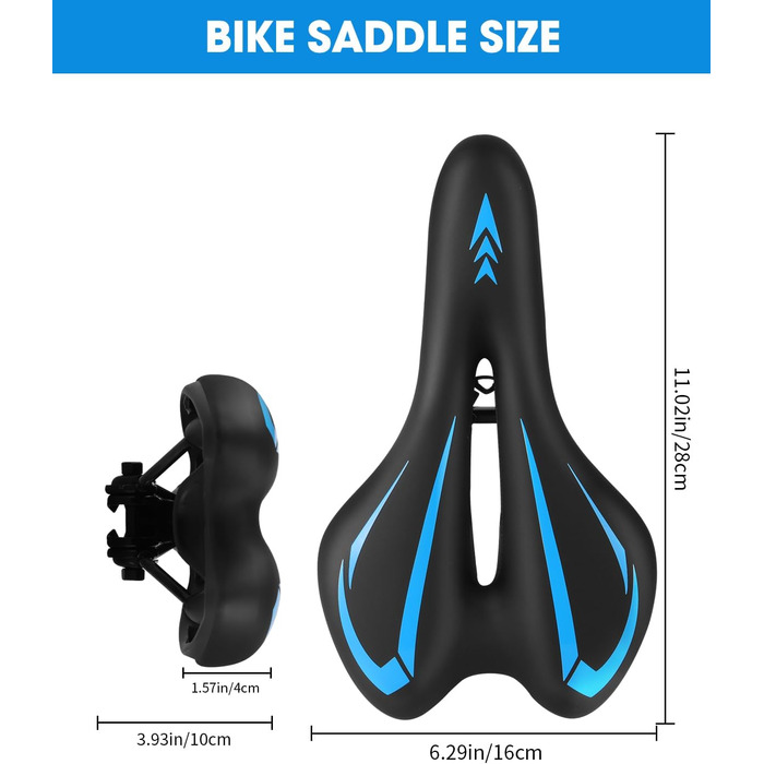 Гелевий велосипедний сідло MSDADA, унісекс, водонепроникний, блакитний