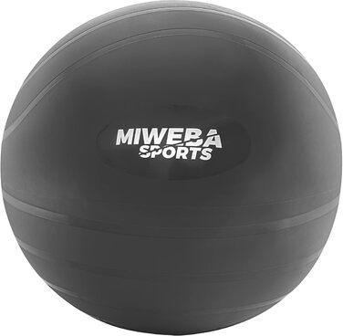 Гімнастичний м'яч Miweba Sports GB-100, 65 см, до 400 кг, сірої, з ПВХ — фітнесбол, ергономічний м'яч-стілець для офісу та тренувань