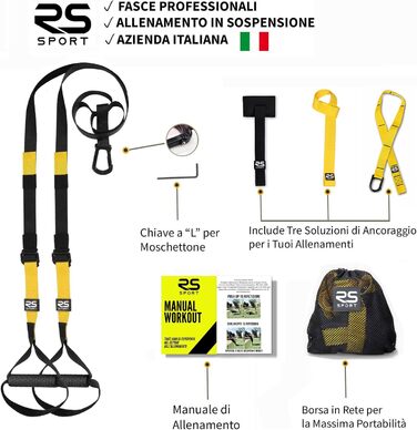 Набір для тренувань RS SPORT з ременями та системою кріплення до дверей, регульований, для фітнесу вдома, у спортзалі, у подорожах, для жінок та чоловіків