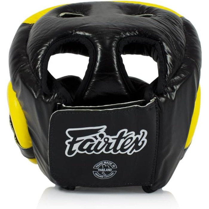 Кінцева захист голови Fairtex Super Sparring Boxen Leder (Hg13 Full Head, Чорний/Жовтий, L)