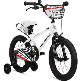 Дитячий велосипед Bergsteiger Monaco 12 дюймів, для 3-4 років, BMX, з додатковими колесами, заднім гальмом, пляшкою та захистом ланцюга