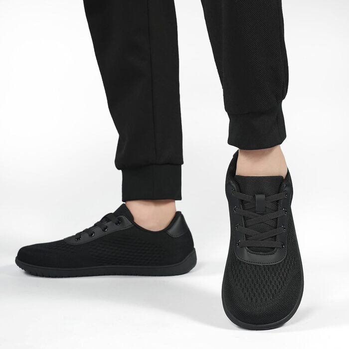 Кросівки для бігу Barfußschuhe: чоловічі та жіночі, зручні, дихаючі, з широкою передньою частиною, антиковзкі, чорні, 43 EU