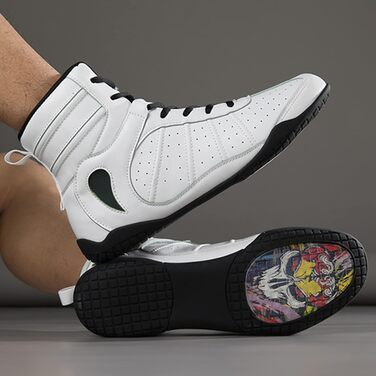 Жіночі боксерські черевики, хай-топ, тренувальні, для боротьби, шкіряні, білі. Ідеальні для фітнесу та занять боротьбою. Розмір 38 EU