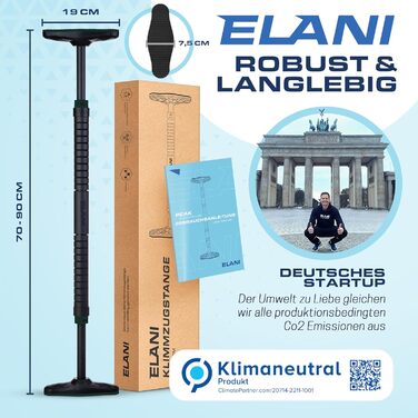 ELANI Турнік для дверей 70-90 см, без свердління, з фіксацією, до 300 кг, чорний, екологічний