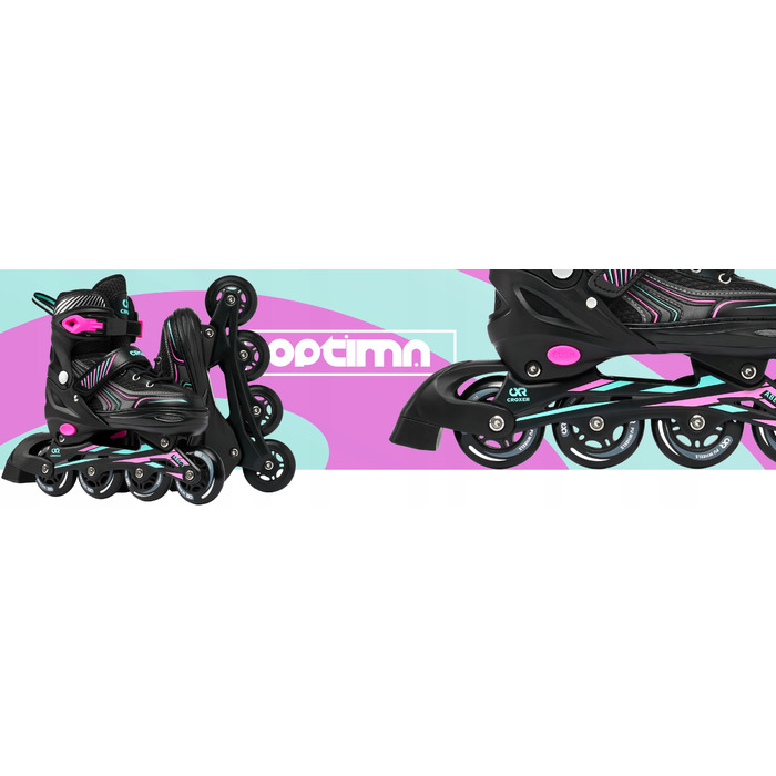 Роликові ковзани 3в1 Croxer Optima, регульовані, Mint/Pink, розмір 35-38