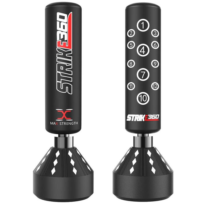 Боксерський мішок Target Heavy Duty для боксу, MMA та фітнесу з підставкою на присосках (1.8м, 1.5м, 1.2м) Strike 360 - Чорний
