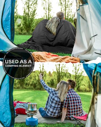 Сплячий мішок Sportneer 190x85 см: літній, легкий, водонепроникний, для кемпінгу, походів, подорожей, чорний