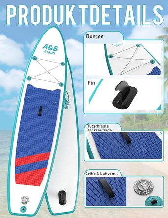 SUP дошка ABBOARD надувна 335 см для 2 осіб, блакитна - комплект з преміум аксесуарами, вантажопідйомність 200 кг