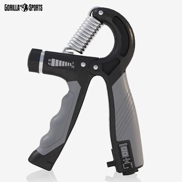 Регульовані гріпси Gorilla Sports® 5-60 кг з лічильником, нековзні - тренажер для пальців, передпліч, кистей рук та збільшення сили хвата для фітнесу та силових тренувань