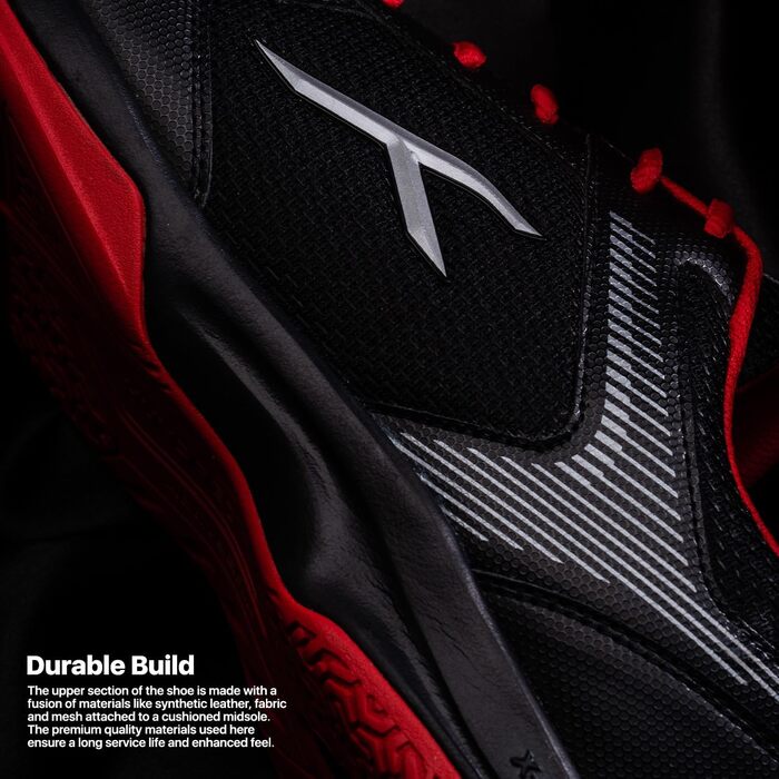 Професійне бадмінтонне взуття Hundred Court Star для чоловіків, чорно-червоне, 44 EU, не залишає слідів