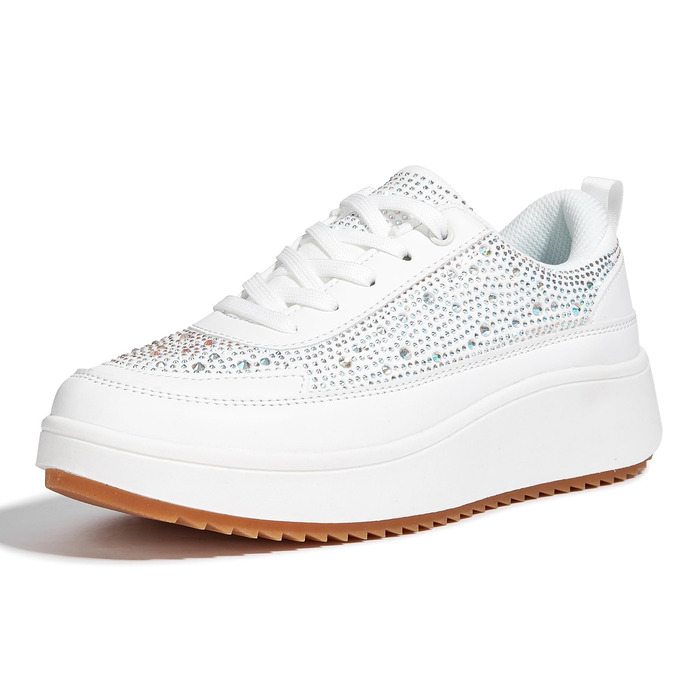Кросівки жіночі Lucky Step на платформі з камінням, білі - стильні кежуал для прогулянок