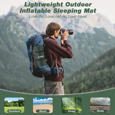 Isomatte JATEKA самонадувна, Ultralight, з подушкою та насосом для кемпінгу, рюкзака, подорожей, походу, намету. Легка спальна матрац для одного