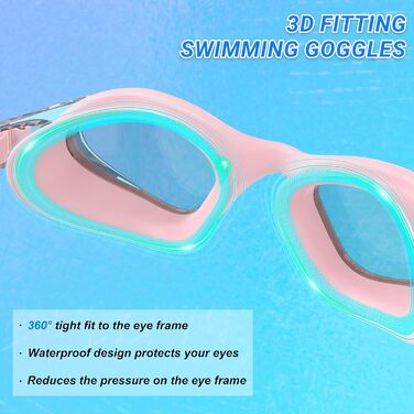 Окуляри для плавання Schwibrille HD з антизапітним покриттям, UV-захистом, герметичні, зручні - для дорослих, для басейну та відкритої води (Розмір M, Колір Gouache)