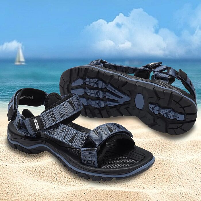 Чоловічі трекінгові сандалі SYKT для активного відпочинку та пляжу (чорно-синій, 40 EU)