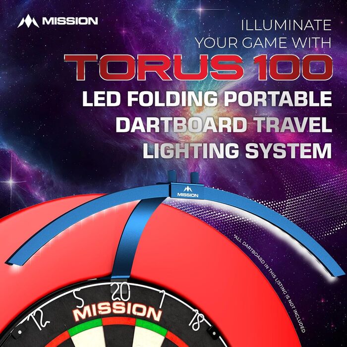 LED освітлення для дартс Mission Darts TOR100 Torus 100, портативна складна система підсвітки для дартсу, для подорожей