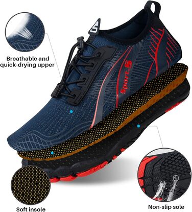 Чоловічі та жіночі босі кросівки IceUnicorn: аквашузи, фітнес-кросівки, пляжні та плавальні кросівки, 40 EU, синій