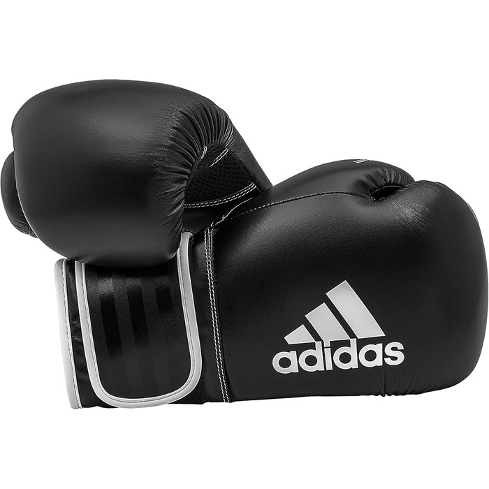 Боксерські рукавички adidas Hybrid 80, 6 унцій, чорні/білі, для боксу, кікбоксингу, MMA, мішка та тренувань, унісекс