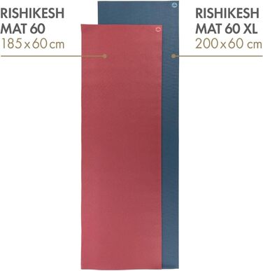 Йога-мат Bodhi Rishikesh Premium 60 XL синій, антиковзкий, екологічний, для йоги та пілатесу, OEKO-TEX, Німеччина