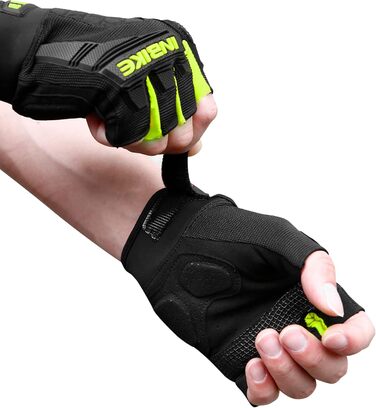 Велосипедні рукавички Inbike напівпальцеві літні, дихаючі з TPR накладками на пальці та Eva Pad, нековзкі, MTB рукавички для чоловіків та жінок MH020 L, чорний/зелений