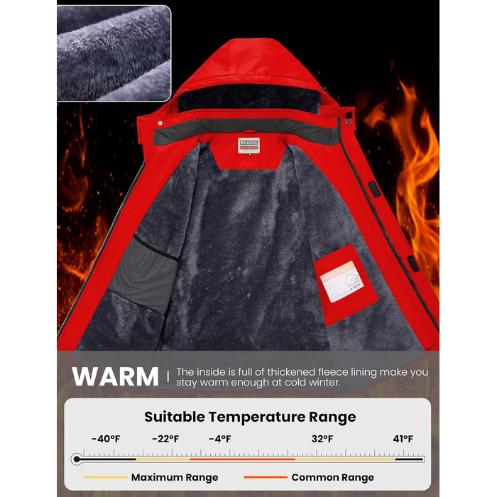 Чоловіча водонепроникна лижна куртка WUFU, тепла зимова модель, захист від вітру та снігу, червона (Getaway Solids)