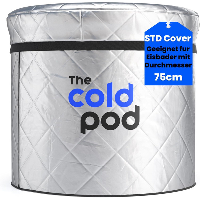 Кришка для крижаної ванни Cold Pod 320L: ізольована, сріблястого кольору, з відбиттям UV-тепла, водонепроникна, з блискавкою, захисний ковпак для крижаної ванни, стійкий до погодних умов, діаметр 75 см (кругла)