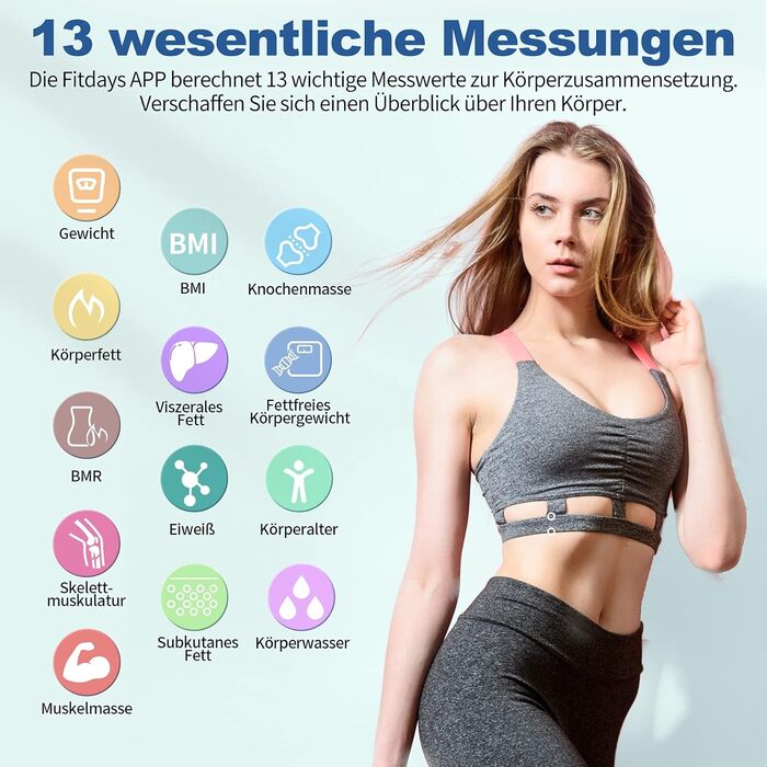 Вага тіла Lepulse F5 з аналізом складу тіла, цифрова вага, смарт-вага для iOS/Android