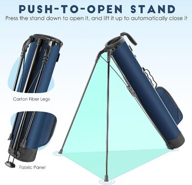 Сумка для гольфу Findway: сталева сумка з ременями, легка та міцна, 80 см, для тренувань та гри, A1-BU