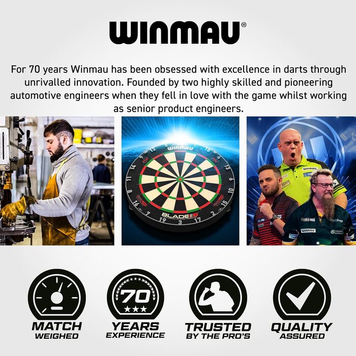 Професійний дартс-набір WINMAU Callisto 90% вольфрам, сталевий наконечник, 3 комплектації, ваги 22-26 г, з оперенням та стрижнями