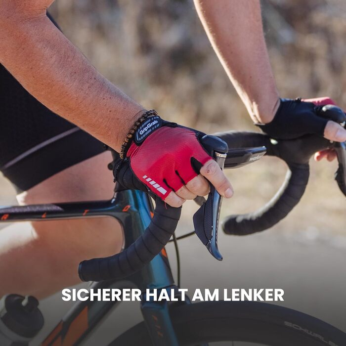 Рукавички велосипедні літні GripGrab Rouleur без пальців, червоні, розмір M - з гелевими вставками для комфорту