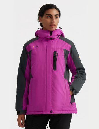 Жіноча лижна куртка GEMYSE: водонепроникна, вітронепроникна, з флісовою підкладкою, для активного відпочинку на снігу (M, Рожево-сіра)