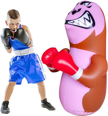 Дитячий боксерський мішок для ударів, стоячий мішок для кікбоксингу, боксерський манекен, надувний, для хлопчиків, спорт, подарунок, активний відпочинок на вулиці, ігри на подвір'ї (Орангутанг)