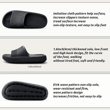 Чоловічі та жіночі шльопанці Cozislides Original - чорні, антиковзкі, для дому та вулиці (44/45 EU)
